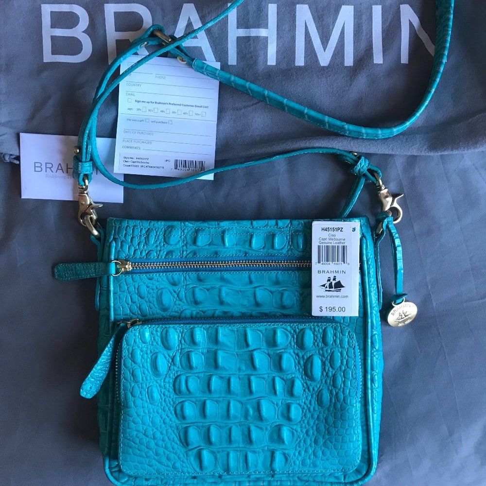 Brahmin Cleo Capri (Turquoise Blue) Crossbody Bag